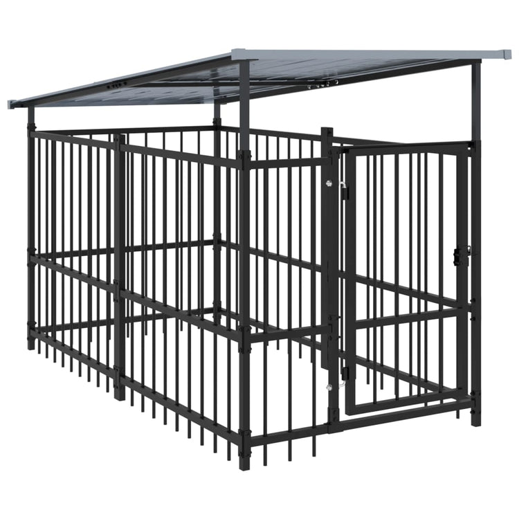 VidaXL Hondenkennel met dak 1,88 m² staal