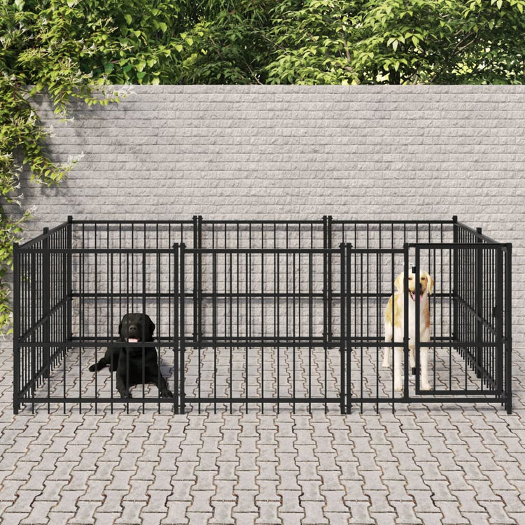 VidaXL Hondenkennel voor buiten 5,63 m² staal