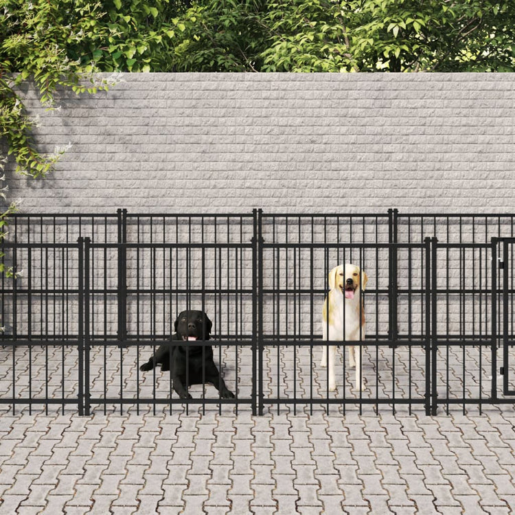 VidaXL Hondenkennel voor buiten 15,02 m² staal