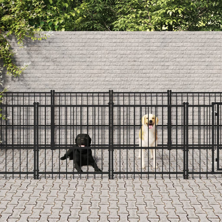 VidaXL Hondenkennel voor buiten 18,77 m² staal