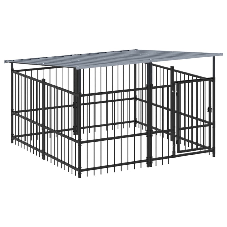 VidaXL Hondenkennel met dak 3,75 m² staal