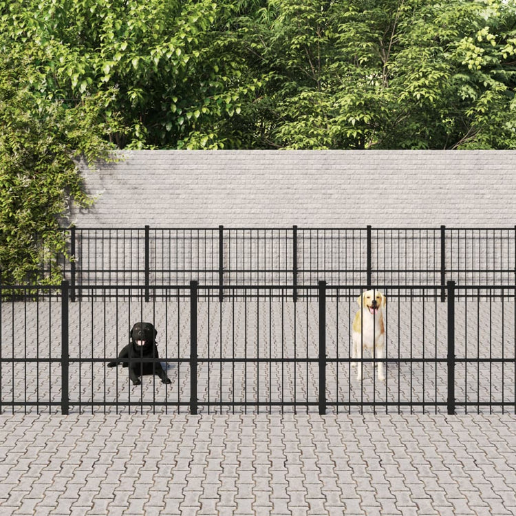 VidaXL Hondenkennel voor buiten 52,69 m² staal