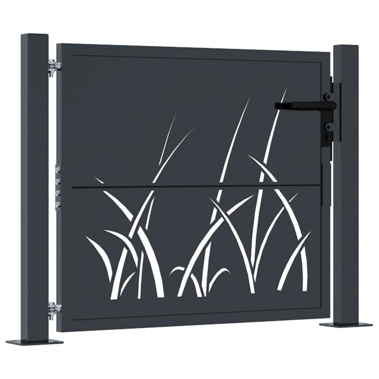 Vidaxl poort 100x100 cm met grasontwerp staal antracietkleurig