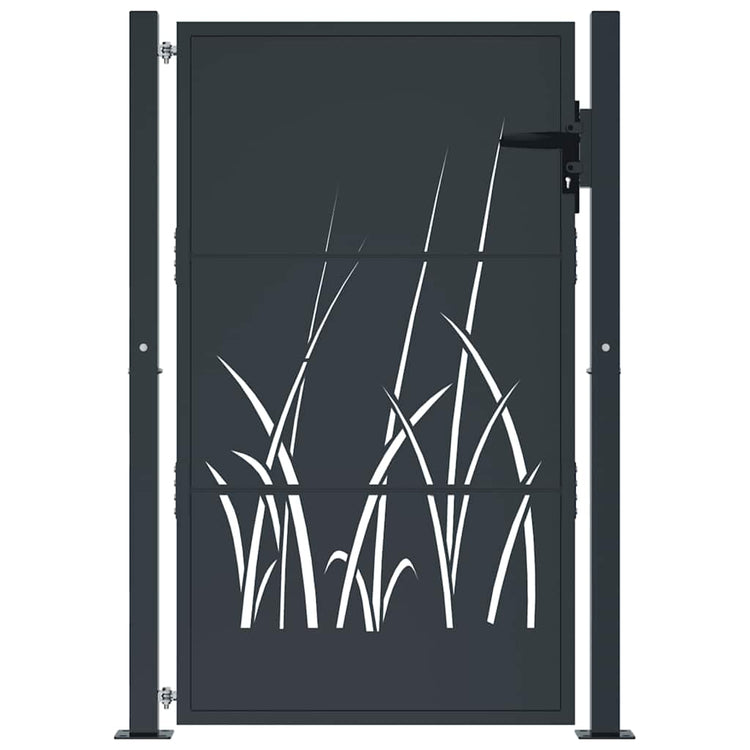Vidaxl poort 100x125 cm met grasontwerp staal antracietkleurig