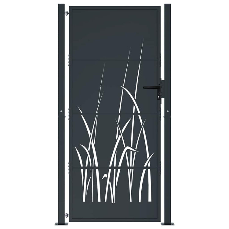 Vidaxl poort 100x175 cm met grasontwerp staal antracietkleurig