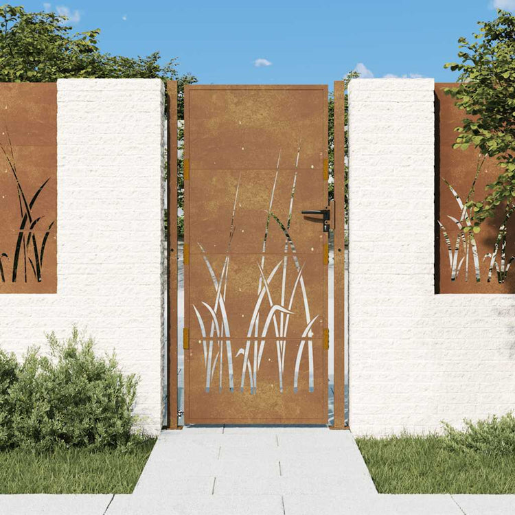 Vidaxl poort grasontwerp 100x200 cm cortenstaal