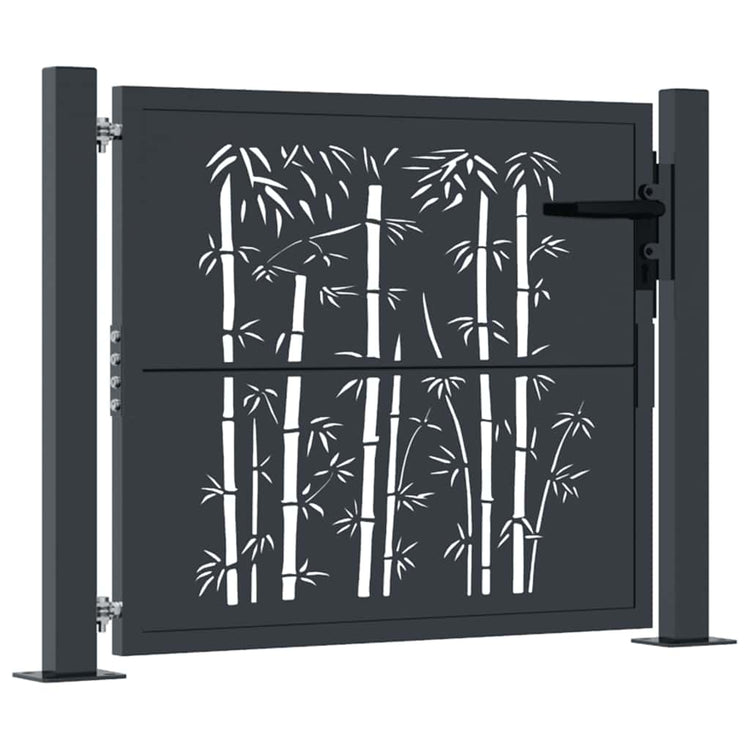 Vidaxl poort met bamboe-ontwerp 100x75 cm staal antracietkleurig