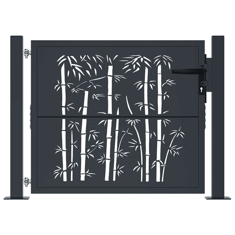 Vidaxl poort met bamboe-ontwerp 100x75 cm staal antracietkleurig