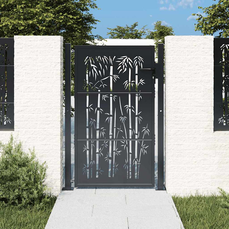 Vidaxl poort met bamboe-ontwerp 100x150 cm staal antracietkleurig