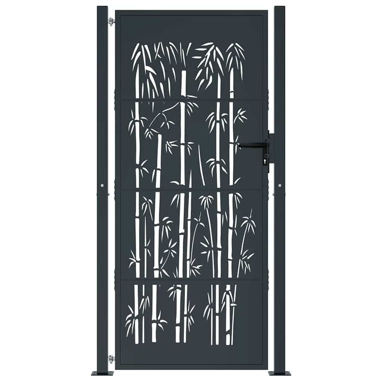 Vidaxl poort met bamboe-ontwerp 100x175 cm staal antracietkleurig