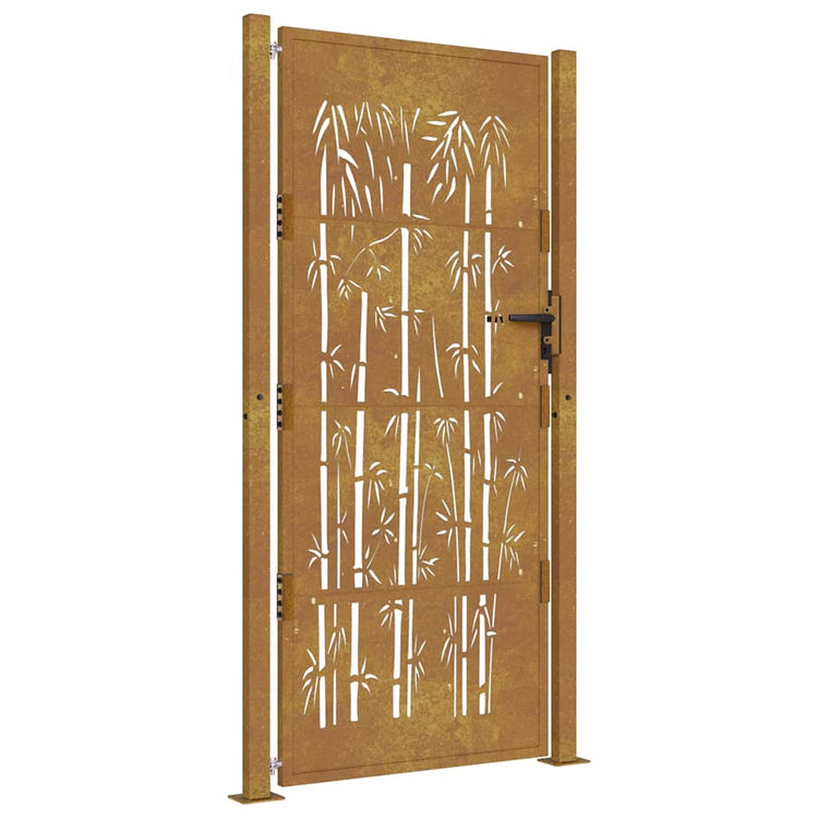 Vidaxl poort met bamboe-ontwerp 100x200 cm cortenstaal