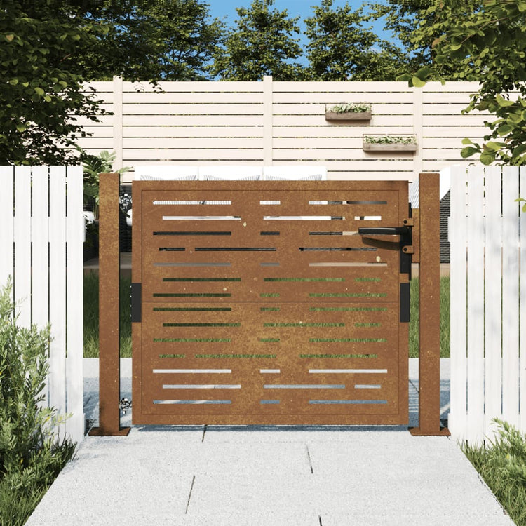 Vidaxl poort vierkant 100x100 cm cortenstaal