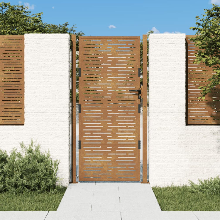 Vidaxl poort 100x200 cm vierkant cortenstaal