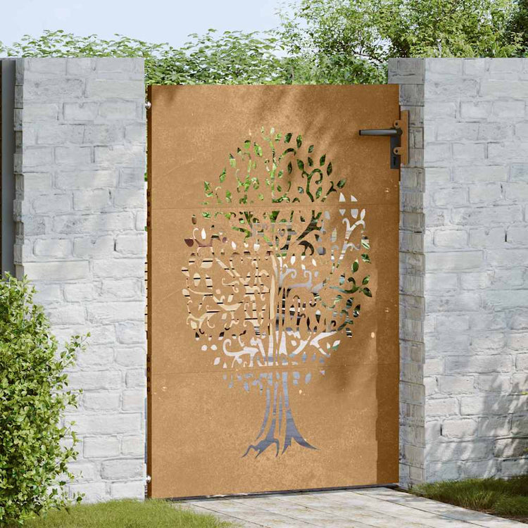 Vidaxl poort 85x125 cm boomontwerp cortenstaal