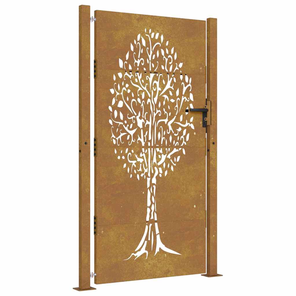 Vidaxl poort 100x200 cm cortenstaal boom ontwerp