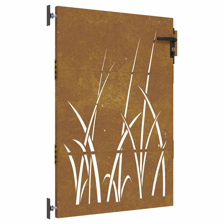 Vidaxl poort 85x125 cm grasontwerp cortenstaal