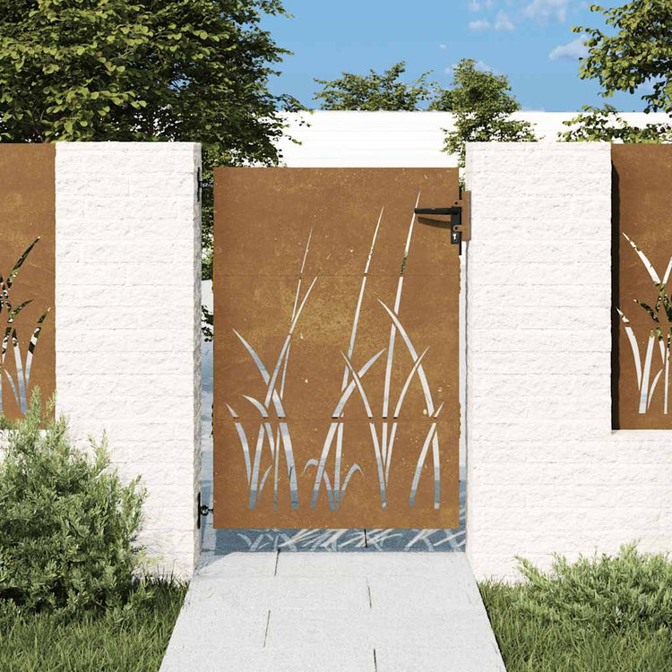 Vidaxl poort 85x125 cm grasontwerp cortenstaal