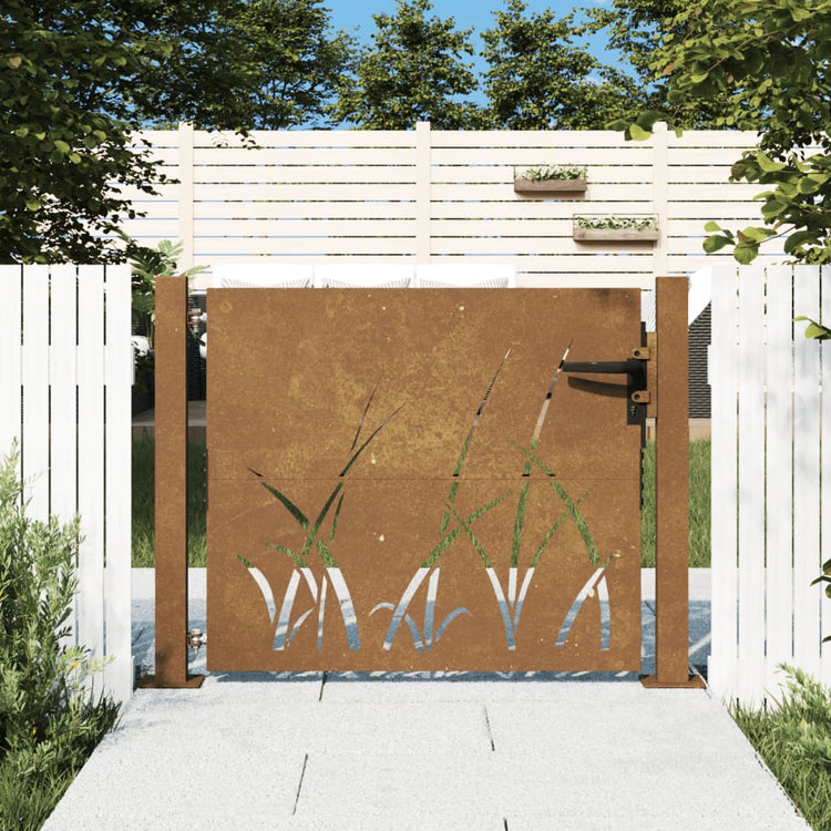 Vidaxl poort 100x75 cm grasontwerp cortenstaal