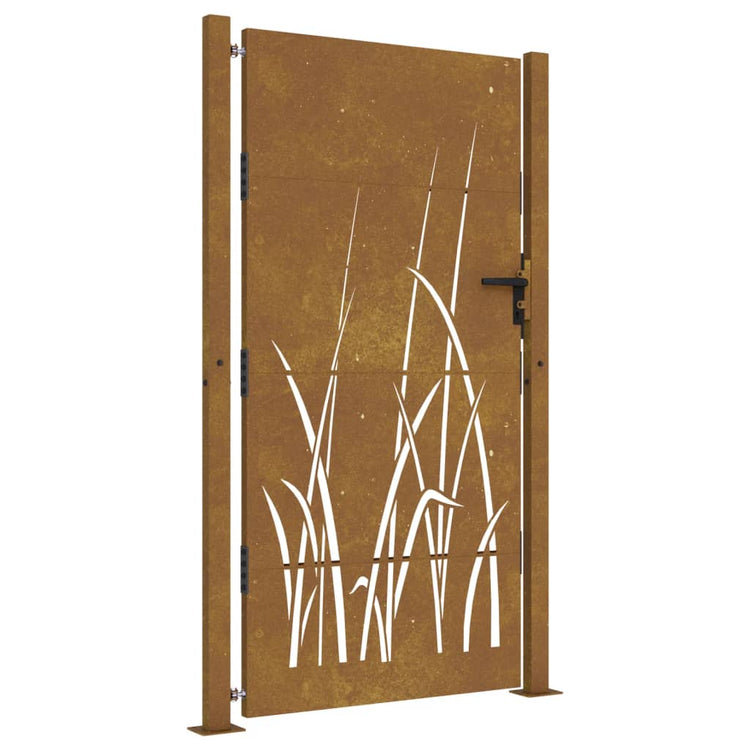 Vidaxl poort 105x205 cm grasontwerp cortenstaal