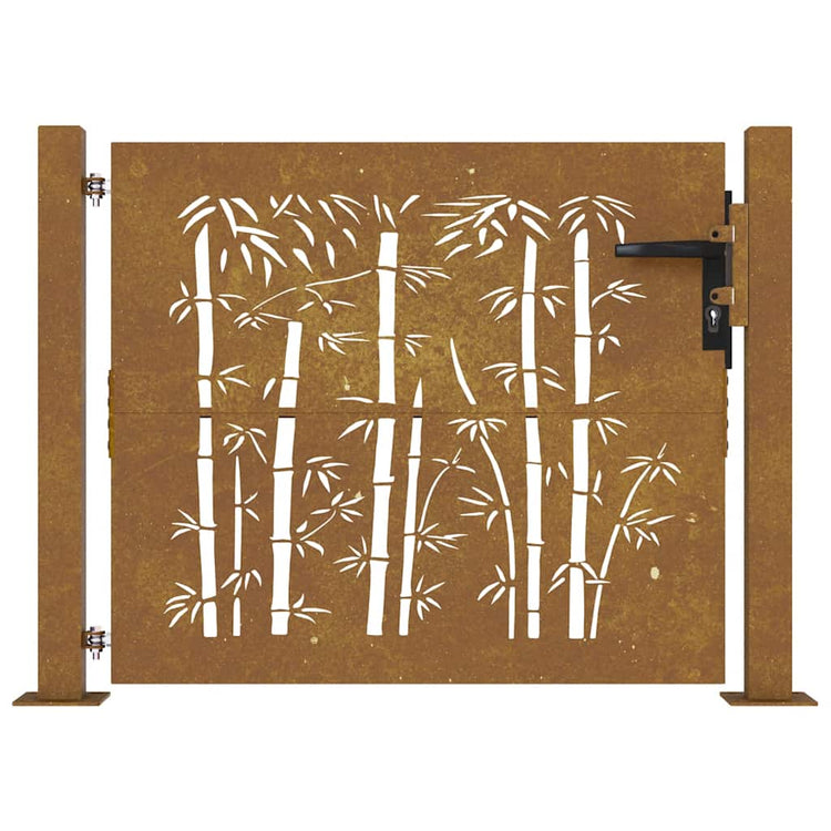 Vidaxl poort 100x75 cm bamboe-ontwerp cortenstaal
