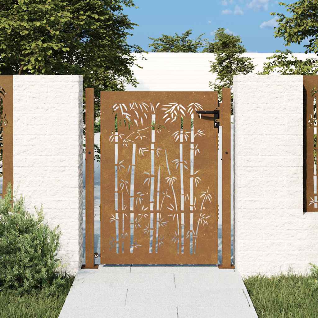 Vidaxl poort 100x150 cm bamboe-ontwerp cortenstaal