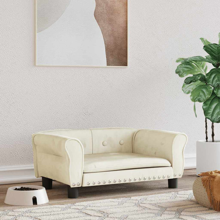 Vidaxl hondenmand 70x45x30 cm fluweel crèmekleurig