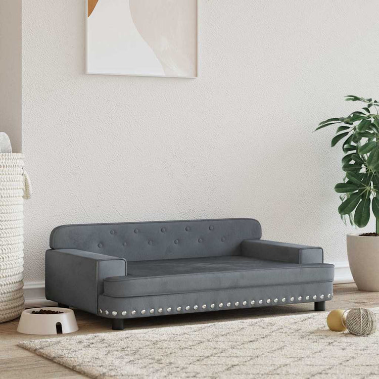 Vidaxl hondenmand 90x53x30 cm fluweel donkergrijs