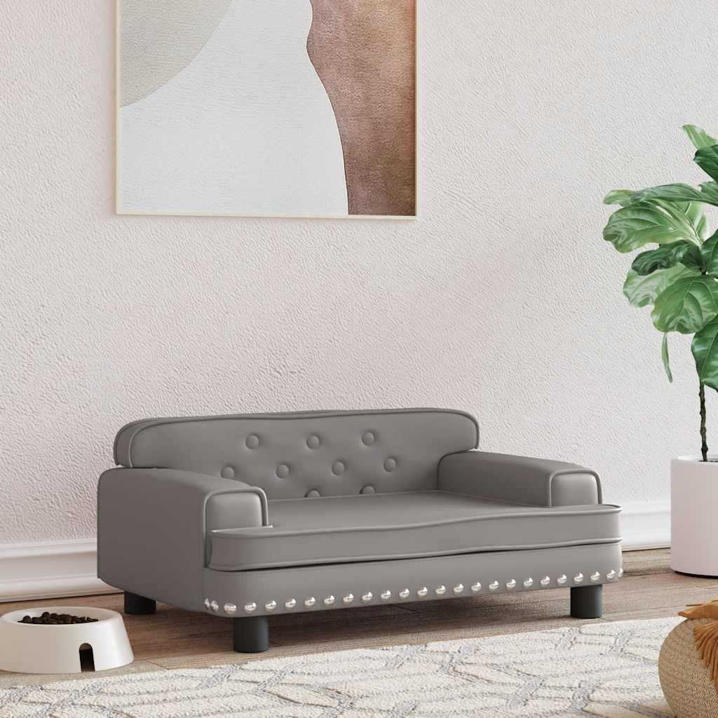 Vidaxl hondenmand 70x45x30 cm kunstleer grijs