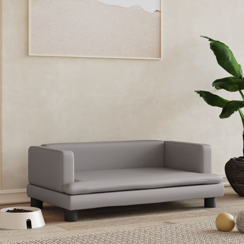 Vidaxl hondenmand 80x45x30 cm kunstleer grijs