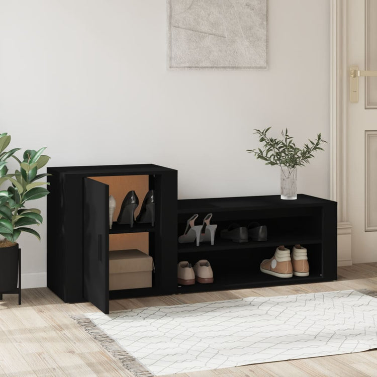 Vidaxl schoenenkast 130x35x54 cm bewerkt hout zwart