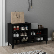 Vidaxl schoenenkast 102x36x60 cm bewerkt hout zwart - afbeelding 1