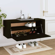 Vidaxl wandschoenenkast 100x35x38 cm bewerkt hout zwart - afbeelding 3