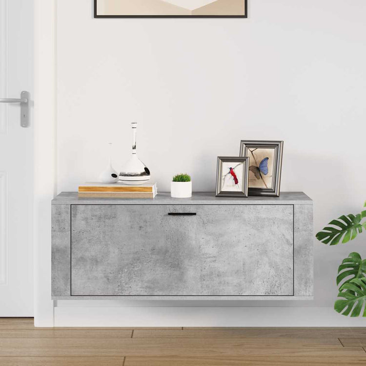 Vidaxl wandschoenenkast 100x35x38 cm bewerkt hout betongrijs