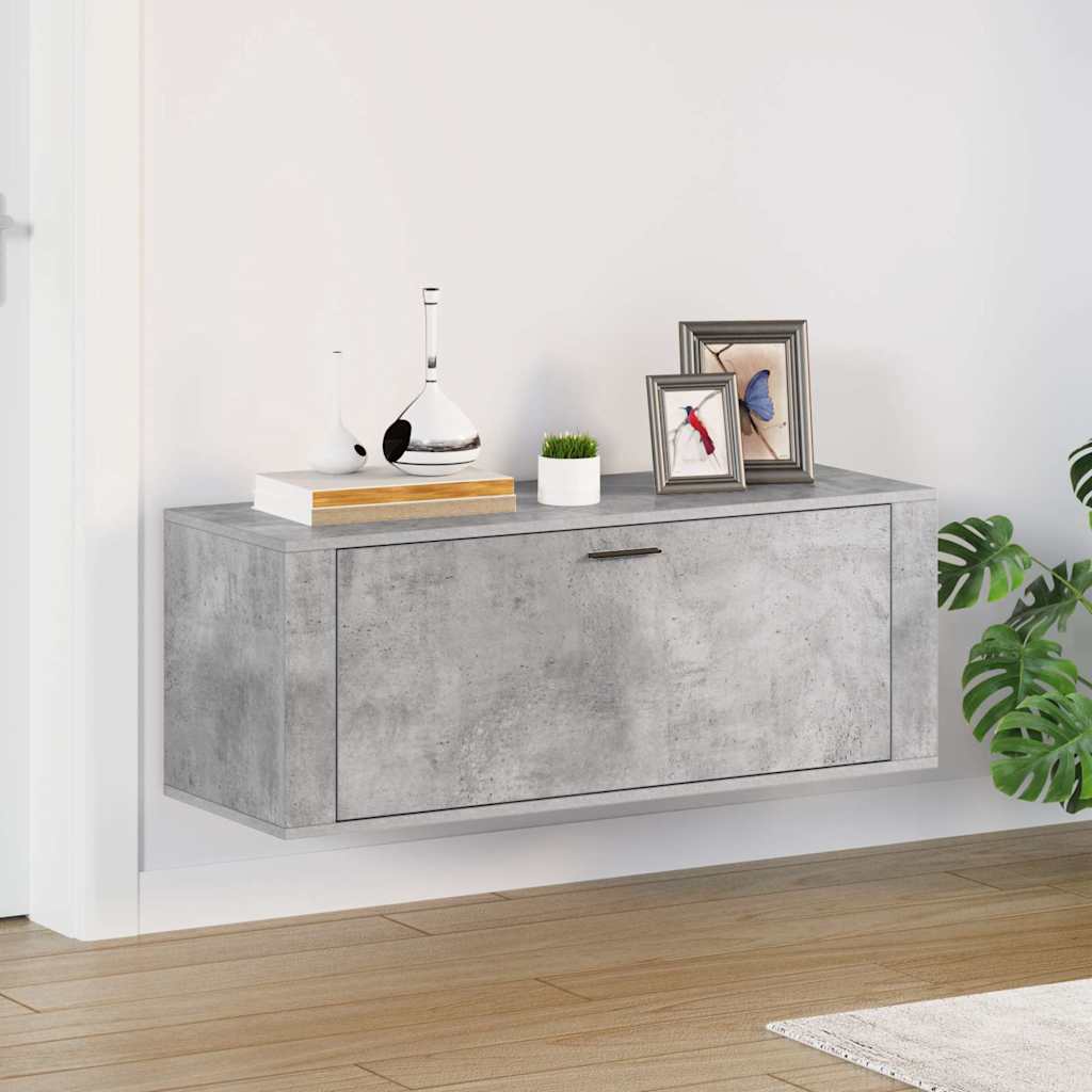 Vidaxl wandschoenenkast 100x35x38 cm bewerkt hout betongrijs