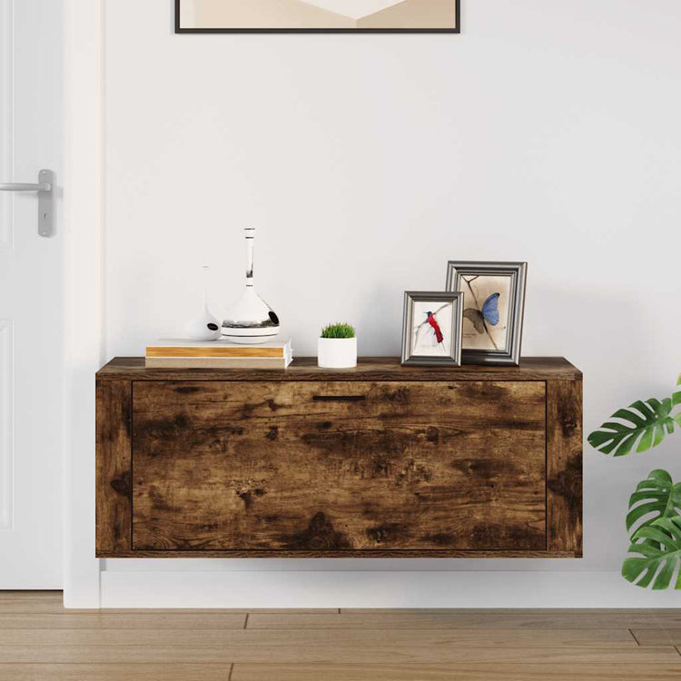 Vidaxl schoenenkast wandgemonteerd 100x35x38 cm bewerkt hout eiken