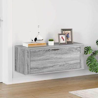 Vidaxl wandschoenenkast 100x35x38 cm bewerkt hout grijs sonoma