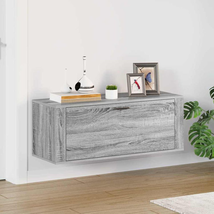 Vidaxl wandschoenenkast 100x35x38 cm bewerkt hout grijs sonoma