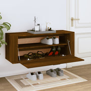 Vidaxl schoenenkast wandgemonteerd 100x35x38cm bewerkt hout bruineiken - afbeelding 3