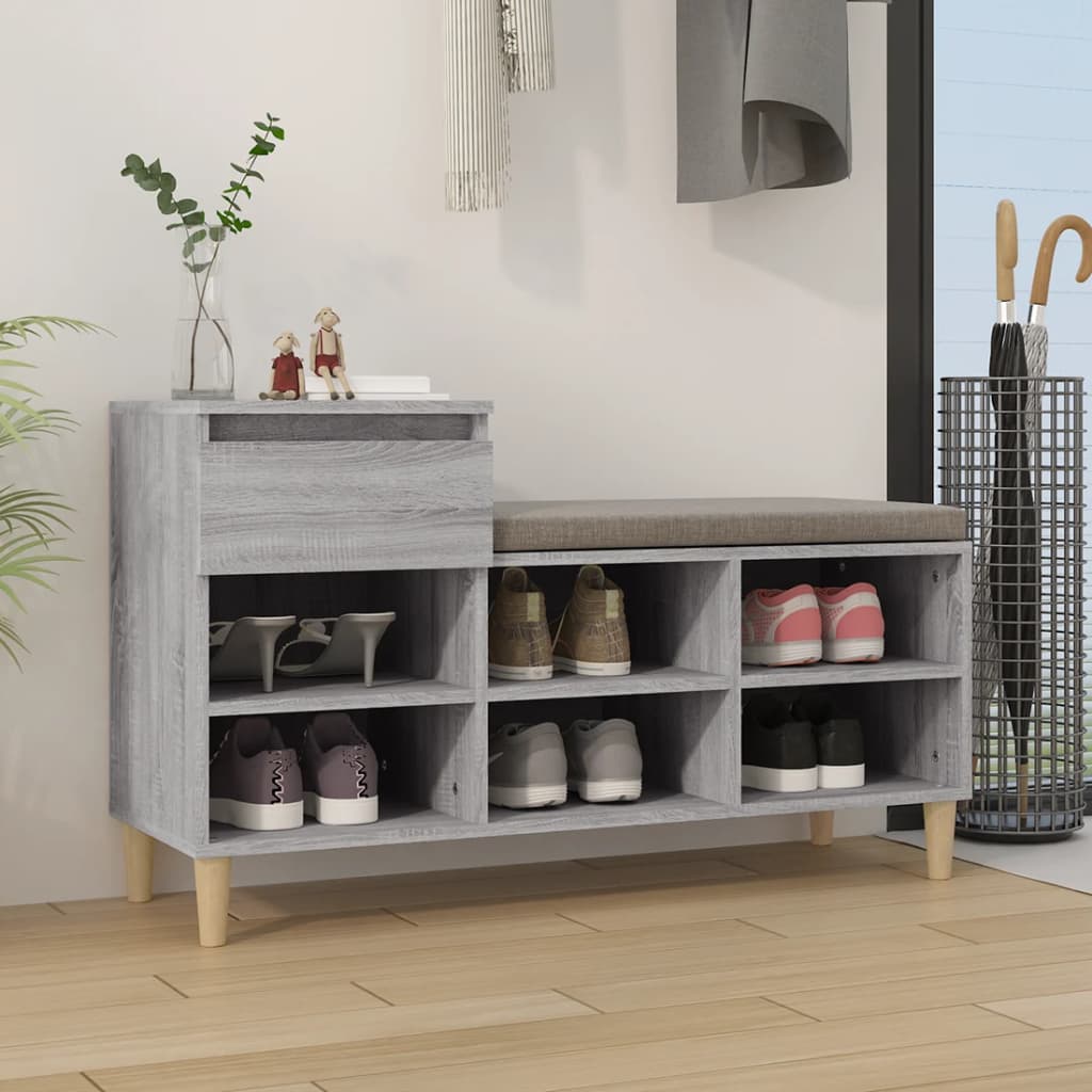 Vidaxl schoenenkast 102x36x60 cm bewerkt hout sonoma grijs
