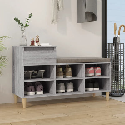Vidaxl schoenenkast 102x36x60 cm bewerkt hout sonoma grijs