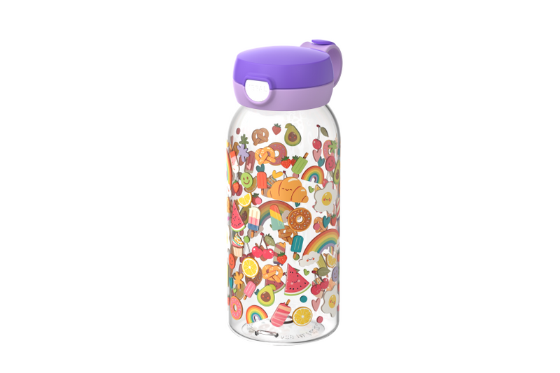 Mepal drinkfles met flipdop campus - 600 ml - waterfles kinderen - lekdicht - hygiënische deksel - food fest