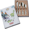 Present memories - kinderbestek - 4 delig - dino - zilverwit rvs