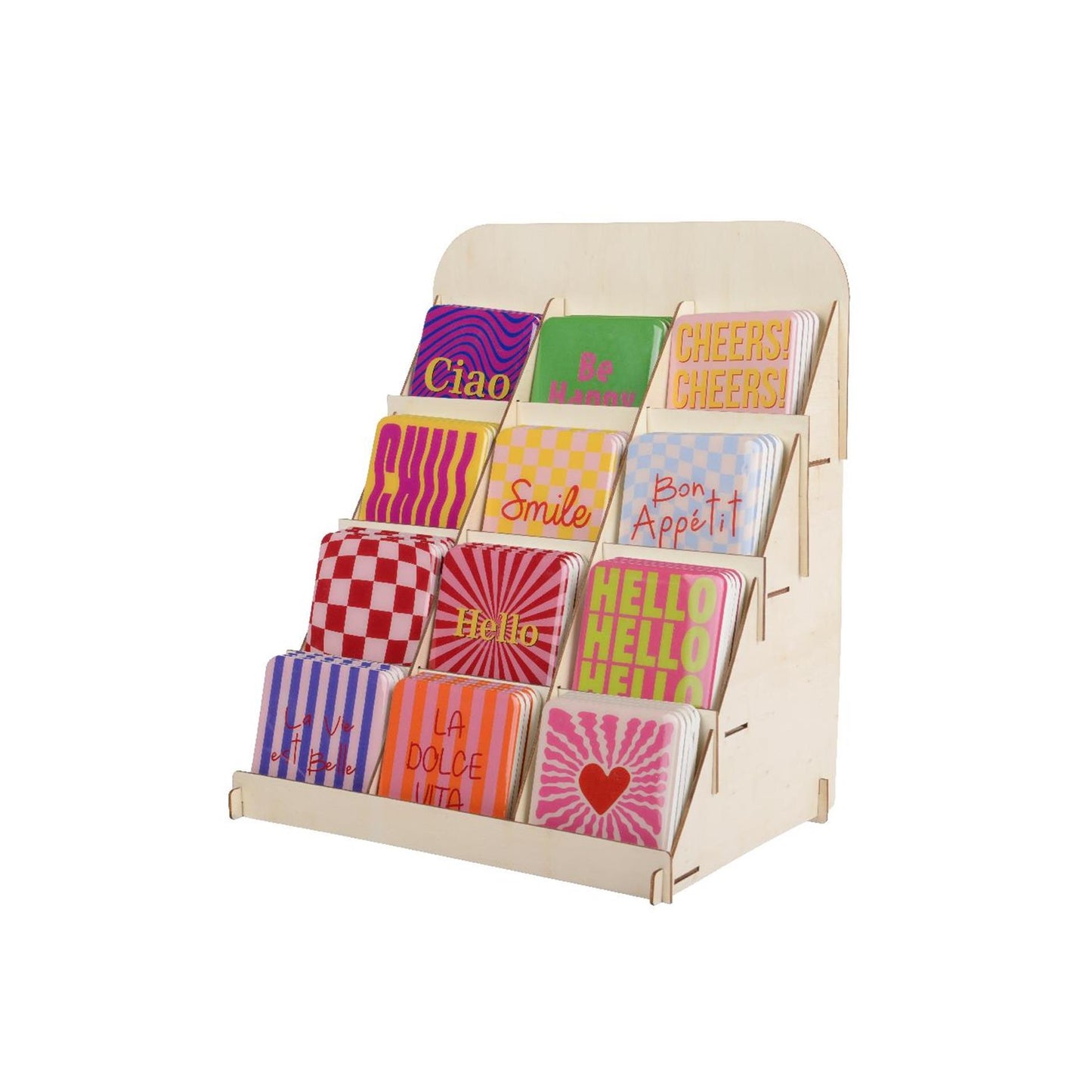 Decoris deco bordje met tekst hout 9,5x9,5x0,5cm