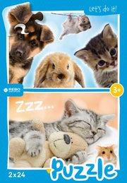 Rebo legpuzzel 2x24 stukjes - baby anima - afbeelding 1