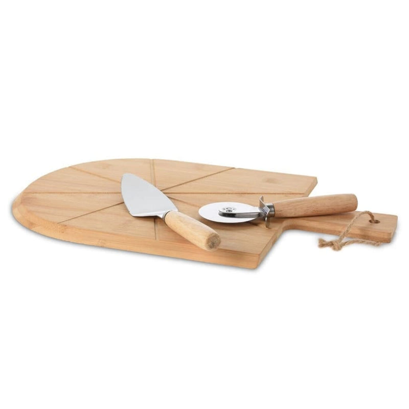 Excellent houseware 3-delige pizzasnijset 43x30 cm bamboe