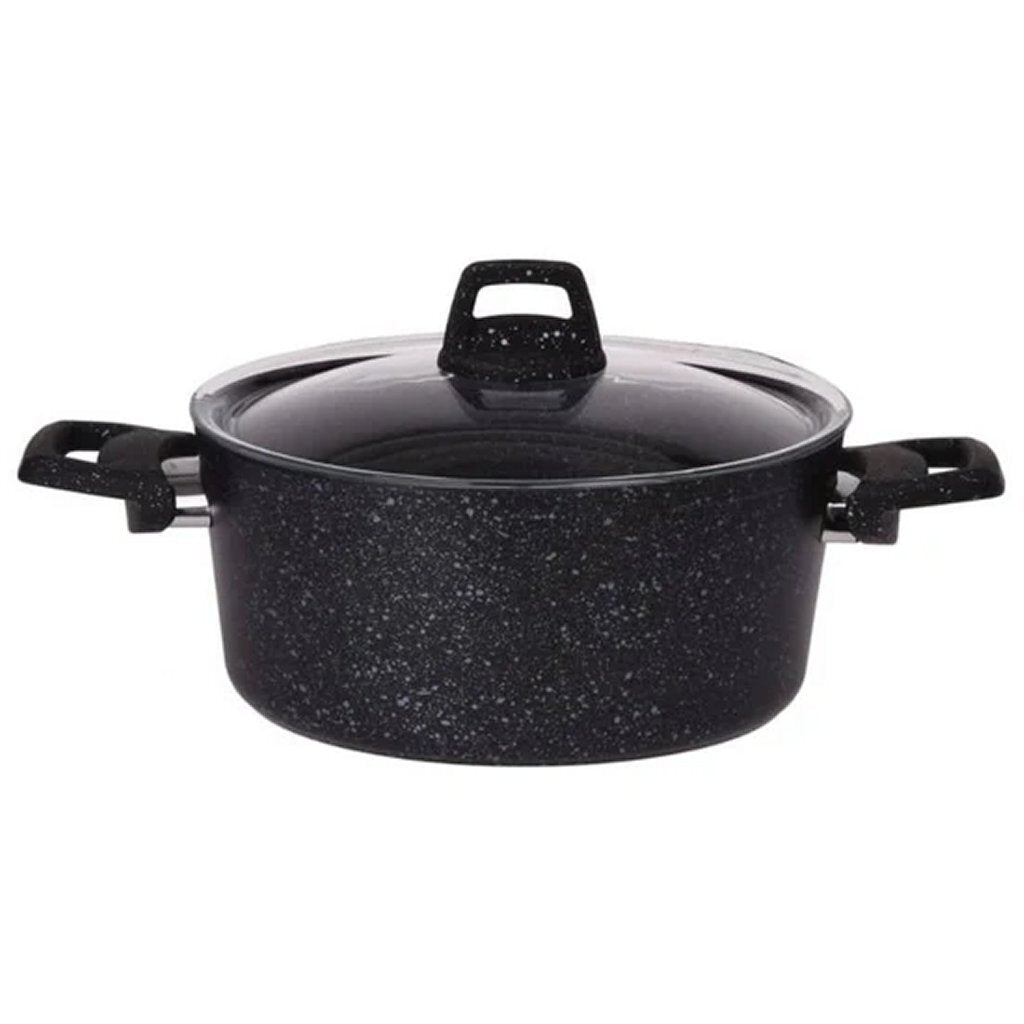 Excellent houseware excellent braadpan 4.4l 24 cm + glazen deksel zwart aluminium