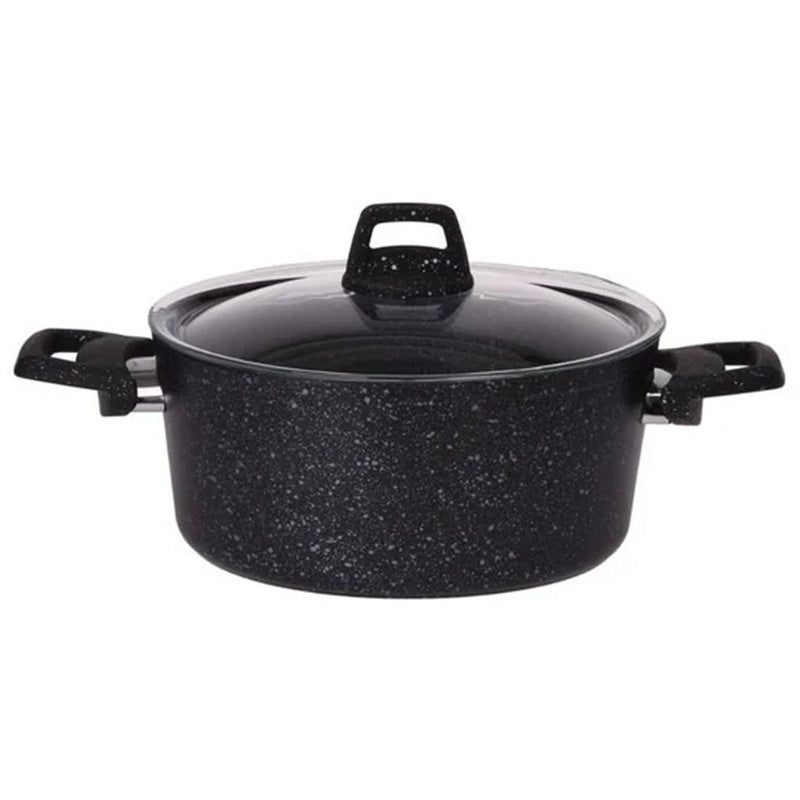 Excellent houseware excellent braadpan 4.4l 24 cm + glazen deksel zwart aluminium