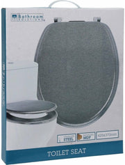 Bathroom solutions toiletbril 45x37.5 cm zilver mdf - afbeelding 2