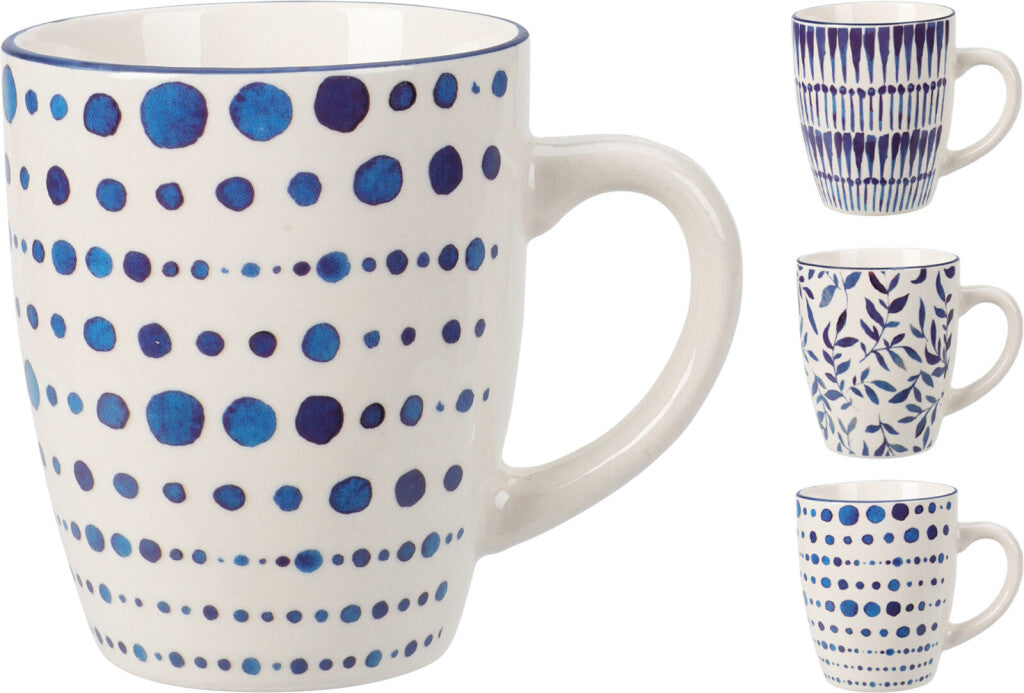 Diversen beker new bone porselijn wit blauw 10x8x9cm
