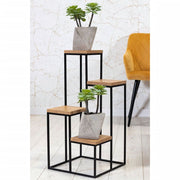 Home Styling Home Styling Plantenstandaard met 4 planken naturel en zwart - afbeelding 1
